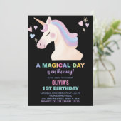 水彩ユニコーン誕生日招待状 招待状 (スタンド正面)