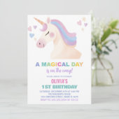 水彩ユニコーン誕生日招待状 招待状 (スタンド正面)