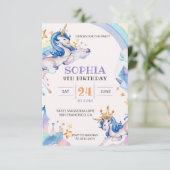 水彩ユニコーン誕生日 招待状 (スタンド正面)