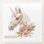 水彩ユニコーン ガラスコースター (正面)