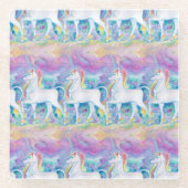 水彩ユニコーン ガラスコースター (正面)