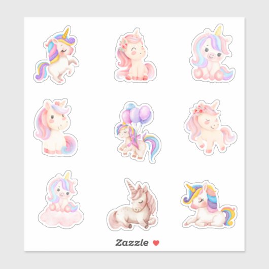 水彩ユニコーン シール (シート)