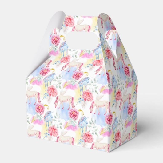 水彩ユニコーン&ペガサスパターン フェイバーボックス (正面サイド)