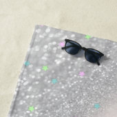 水彩ユニコーン，星，シルバーグリッター《写真》ぼけ味 ビーチタオル (インサイチュ)