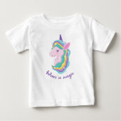 水彩ユニコーン Believe in Magic 幼児用Tシャツ ベビーTシャツ (正面)