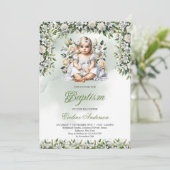 水彩ユリとバラガールバプテスマ 招待状 (スタンド正面)