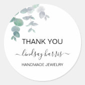 水彩ユーカリありがとうジュエリー ラウンドシール (正面)