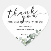 水彩ユーカリありがとうブライダルシャワー ハートシール (正面)