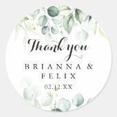 水彩ユーカリありがとう結婚式の引き出物 ラウンドシール (正面)