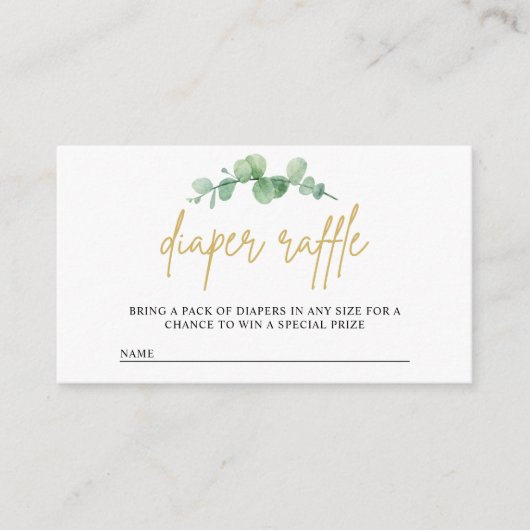 水彩ユーカリおむつラッフルインサートカード エンクロージャーカード (正面)