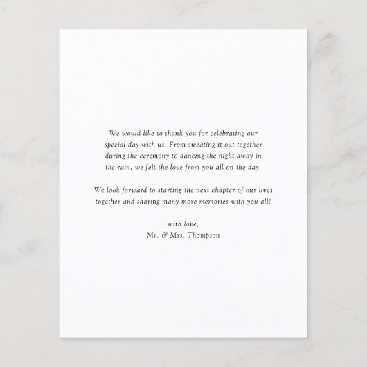 水彩ユーカリとヒマワリサンキューカード (裏面)