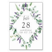 水彩ユーカリとラベンダーグリーンウェディング テーブルナンバー (裏面)
