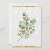 水彩ユーカリと緑の誕生日 招待状 (裏面)