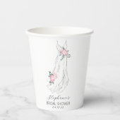 水彩ユーカリと芙蓉のドレス ブライダルシャワー 紙コップ (正面)