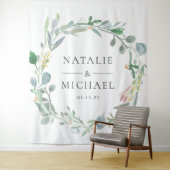 水彩ユーカリの生け垣グリーンウェディング タペストリー (インサイチュ)