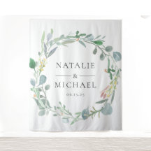 水彩ユーカリの生け垣グリーンウェディング