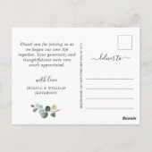 水彩ユーカリの結婚写真ありがとう ポストカード (裏面)