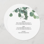 水彩ユーカリの結婚式プレートメニュー 案内状 (正面/裏面)