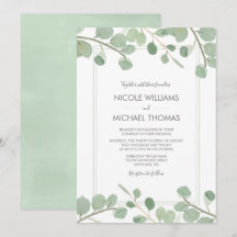 水彩ユーカリの結婚式招待状