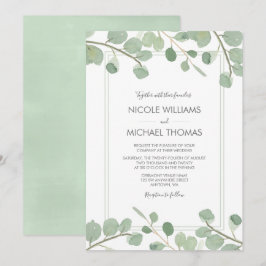 水彩ユーカリの結婚式招待状 招待状