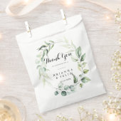 水彩ユーカリの緑ありがとう結婚。 フェイバーバッグ (クリップ留めされた状態)