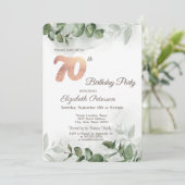 水彩ユーカリの緑70th誕生日パーティー 招待状 (スタンド正面)