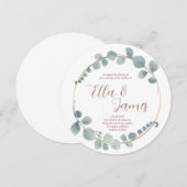 水彩ユーカリの花輪 ウェディング招待状 招待状 (正面/裏面)