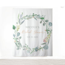 水彩ユーカリの花輪 ブライダルシャワー