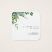水彩ユーカリの葉のスクエア名刺 (裏面)