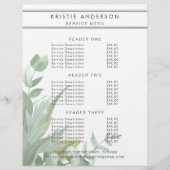 水彩ユーカリの葉の価格とサービス チラシ (正面)