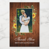 水彩ユーカリひまわりウッドミニ ワインラベル (シングルラベル)