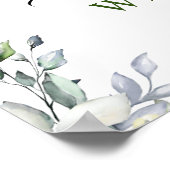 水彩ユーカリグリーンウェディングウェルカム ポスター (角)