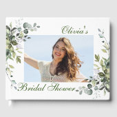 水彩ユーカリグリーンウェディングシャワー写真 ゲストブック (正面)