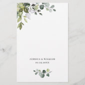 水彩ユーカリグリーンウェディングディナーメニュー