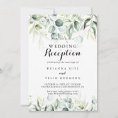 水彩ユーカリグリーンウェディングパーティー 招待状 (正面)