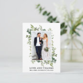 水彩ユーカリグリーンウェディング感謝 ポストカード (スタンド正面)