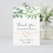 水彩ユーカリグリーンウェディング サンキューカード (スタンド正面)