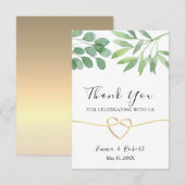 水彩ユーカリグリーンウェディング サンキューカード (正面/裏面)