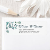 水彩ユーカリグリーンエレガント シックラベル ラベル (インサイチュ)