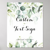 水彩ユーカリグリーンオリジナルテキストサイン ポスター (正面)