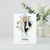 水彩ユーカリグリーン森林の感謝 ポストカード (スタンド正面)