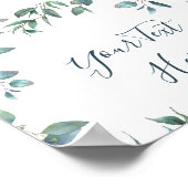 水彩ユーカリグリーン植物サイン ポスター (角)