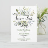 水彩ユーカリグリーン セーブ・ザ・デート 招待状 (スタンド正面)