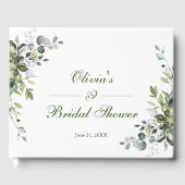 水彩ユーカリグリーン ブライダルシャワー ゲストブック (正面)