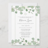 水彩ユーカリバルミツワー 招待状 (正面)