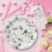 水彩ユーカリパターン ペーパープレート (パーティー)