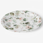 水彩ユーカリパターン ペーパープレート (アングル)