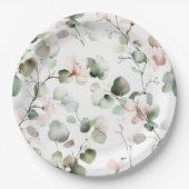 水彩ユーカリパターン ペーパープレート (正面)