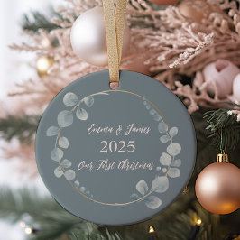 水彩ユーカリパーソナライズされたオーナメント セラミックオーナメント