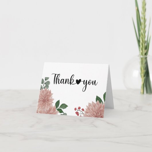 水彩ユーカリフラワー サンキューカード (正面)